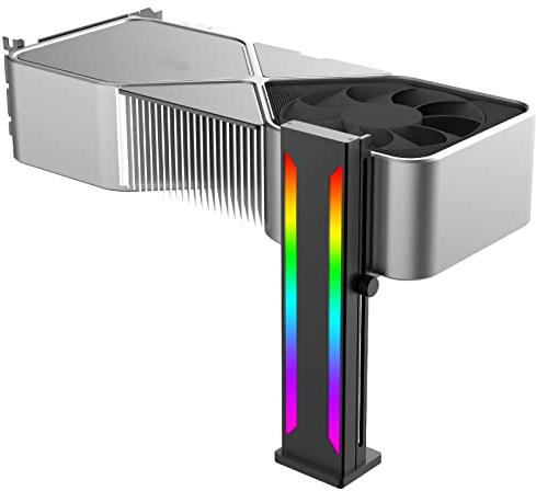 ARGB-Grafikkort GPU-stagstöd, Justerbar GPU-hållare för Skrivbordsgrafikkort, Grafikkort i Aluminiumlegering Anti-saghållare med Magnetisk Bas (svart)
