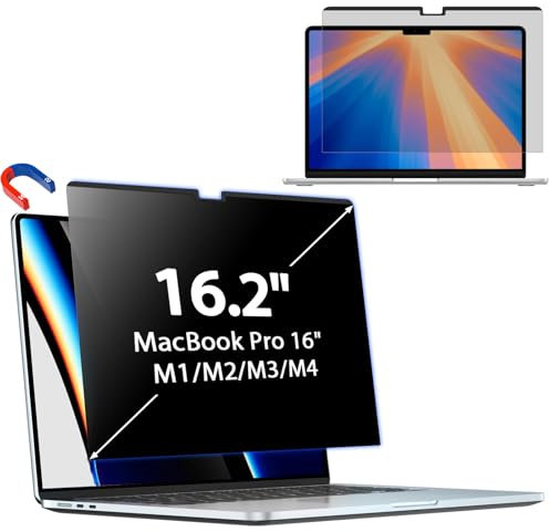 PYS Magnetische Blickschutzfolie für Macbook Pro 16 16,2 Zoll 2021-2024 M1 M2 M3 M4 Pro Max Anti-Blaulicht Blasenfrei Anti-Fingerabdruck Abnehmbar Sichtschutzfolie