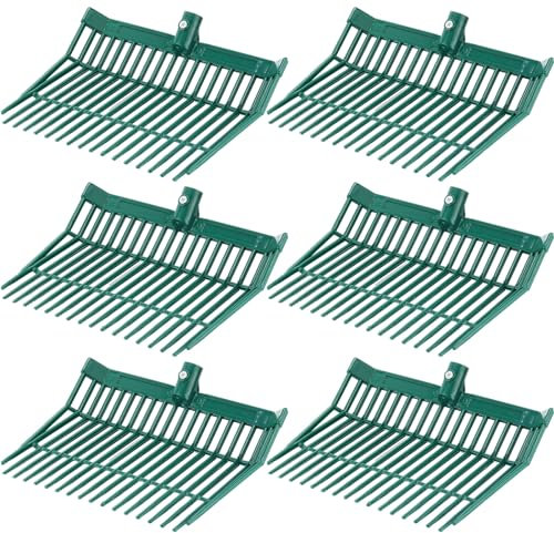 WILLBOND 6 Stück Mistgabelkopf 18 Zinken Pitch Gabelkopf mit Schrauben und Muttern Langlebig Stabil ABS Kunststoff Gabel Ersatzkopf Heugabel für Gartenarbeit Pferd Stall Aufnehmen von Dünger Gras Heu