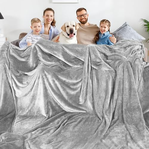 Aemilas Fleecedecke, übergroß, California-King-Size-Bett, 304,8 x 304,8 cm, extra groß, 3 m x 3 m, Familiendecke für alle Jahreszeiten, 370 g/m², gemütliche, flauschige Flanelldecken für Bett, Sofa