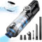 Lalalumi Aspirabriciole Senza Fili, 14000PA Aspirapolvere Senza Fili per Auto Ricaricabile, Portatile, Aspiratore Auto USB Ricaricabile con Ugelli, Filtro HEPA e Luce LED, Nera