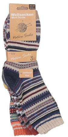 MATY FASHION Herren Socken Bunt warme Norweger Strümpfe Winter Trachten Wolle 198 (DE/NL/SE/PL, Numerisch, 43, 47, Regular, Regular, 3 Paar Bunt Gemischt)