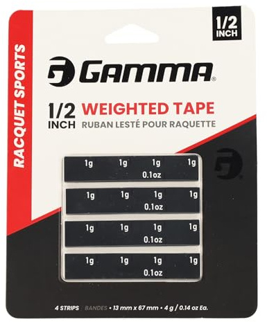 Gamma Weighted Tape – Adjustable Paddle & Racquet Weight for Enhanced Control, Power & Speed – Customizable Tape for Pickleball, Tennis, Padel - Black, 1/2 4-Pack