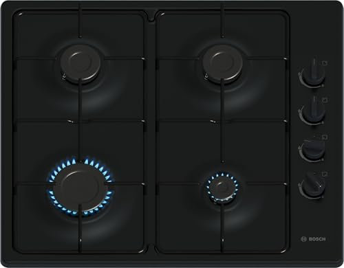 Bosch PBP6B6K80, Série 2, Plaque gaz, 4 feux, 60 cm, Email noir