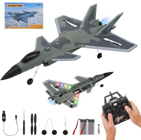 Sunowl RC Flugzeug mit 4 Kanälen, Ferngesteuertes Flugzeug mit 6-Achsen-Gyro-Stabilisator, 2,4-GHz Ferngesteuert, LED Lichtern, Leicht zu Fliegender RC Stunt Plane für Erwachsene Kinder