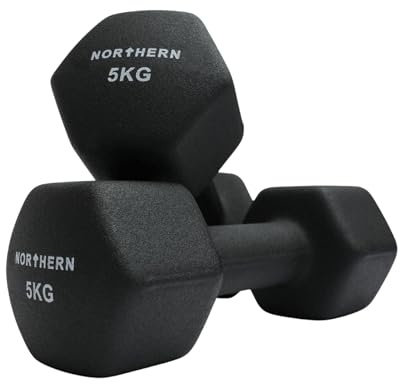 NORTHERN Neoprene Hex Dumbbell Pair for Home Gym, Anti-Roll Non-Slip Weights for Aerobic Exercise, Strength Training, Pilates, Muscle Toning, Physiotherapy & Fitness Workouts