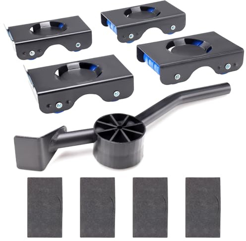 Juego de 5 ruedas de transporte para muebles resistentes con 4 ruedas (ruedas giratorias de 360 grados) y 1 elevador, ruedas de transporte de muebles para muebles pesados, carga máxima de 350 kg