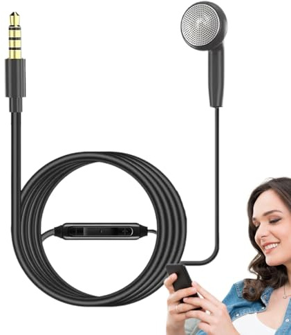Genérico Auriculares Mono con Cable – Audífono con Micrófono, Reducción de Ruido | Auriculares Ligeros para Llamadas de Negocios, Clases en Línea, Estudio, Oficina, Hogar