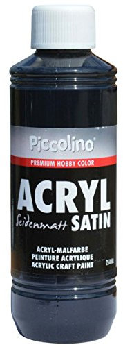 Piccolino Acrylfarbe zum Malen 250ml, Schwarz - seidenmatt - Acrylmalfarbe Hobby & Künstlerbedarf