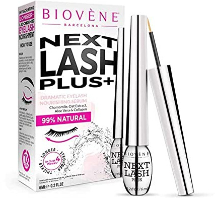 Biovène Next Lash Plus+ Serum for Dramatic Eyelashes - Growth Serum for Lashes - For More Beautiful Eyelashes - Consists of Essential Vitamins - For Voluminous, Natural Eyelashes (6 ml), (Pack of 1)