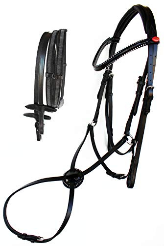 CHALLENGER English Horse Padded Figure Eight Leather Adjustable Jumping Hunter Bridle 803475BKF