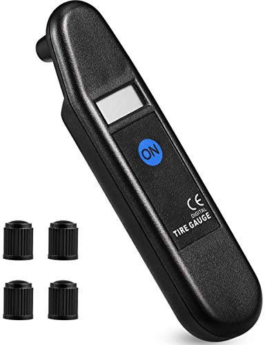 CZC AUTO Digital Tyre Pressure Gauge Checker 100 PSI 4 Ranges with LCD Display & Non-Slip Grip for Car Truck Bike Motorcycle, with 4 Plastic Valve Caps