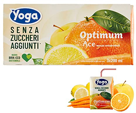 8 CONFEZIONI SUCCO DI FRUTTA YOGA SENZA ZUCCHERI OPTIMUM ACE 3 X 200 ML BRIK