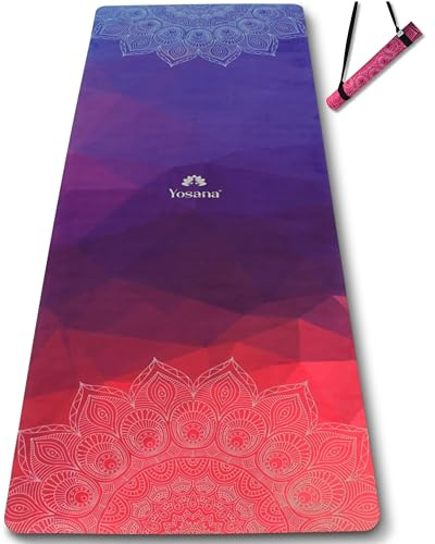 Yogamatte aus Naturkautschuk I Hot Yoga Mikrofaser I Bikram Yogamatte Maschinenwaschbar I Ying Yoga Tuch I feucht besonders rutschfest I 183 x 68 cm I 4mm