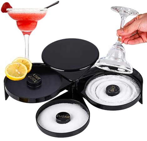 Salt Rimmer, Margarita Glass Rimmer Salt Sugar Cocktail Rimmer 3 Tier Rotating Trays Bartender Tool Lime Salt Box Spice Container for Bar, Clubs, Home Parties
