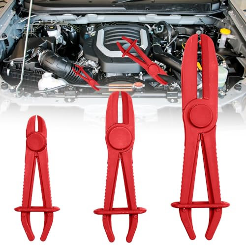 Aoreun 3 Pièces Pince Durite Carburant, Pinces pour Tuyaux Flexibles Pince à Collier de Serrage Pinces Tuyaux Outil de Serrage pour Tuyaux Flexibles pour Tuyaux de Frein Tuyaux Carburant(Rouge)