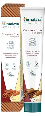 Ecocert Cosmos Natural certifié Himalaya Botanique Complete Care Dentifrice aux herbes aux Actifs Bio, Saveur cannelle, combat la plaque dentaire, sans fluor, sans gluten ni SLS, 75 ml