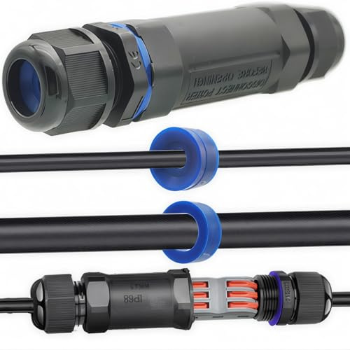 Connecteur câble IP68, CTRICALVER coupleur câble électrique d'extension, 1connecteurs électriques étanches, connecteur câble en ligne avec bornier 3broches, diamètre du câble des connecteurs Ø6mm-12mm