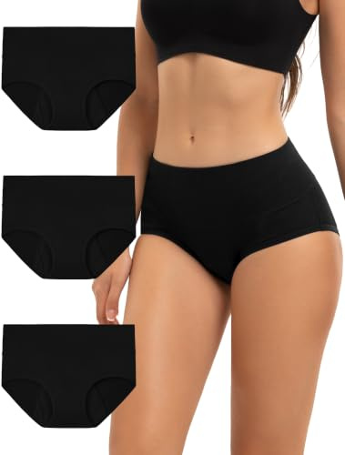 INNERSY Slip Mestruali Donna Flusso Abbondante Nere Mutande Ciclo Mestruale Vita Alta Pacco da 3 (XL, 3 Nero)