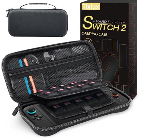 Tixlux Carrying Case for Nintendo Switch 2 Console 2025, Portable Hard Shell Pouch Game Carry Travel Case with 20 Game Cartridge, Fit Joy Controller