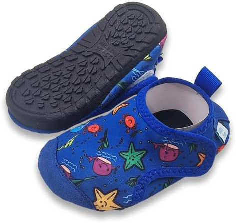 Dotty Fish Kids Swim Shoes - Water & Beach Shoes, Non-Slip, Quick-Dry | Barefoot, Lightweight, Flexible, Rubber sole, Adjustable closure