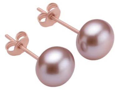 OUTLETISSIMO® Orecchini Donna con Perle Sintetiche Rosa Effetto Perlato – Piccoli (Ø 8 mm) su Perno in Acciaio Chirurgico Anallergico ET31