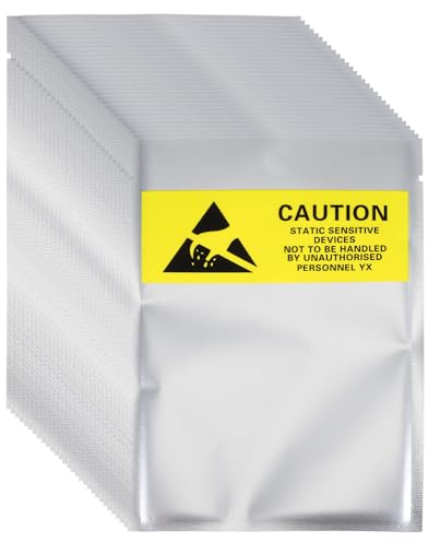 sourcing map 100 bolsas antiestáticas de 4.1 x 5.9 pulgadas, parte superior abierta con agujero, bolsa de blindaje ESD con etiquetas para disco duro, disco duro, SSD, placas base de dispositivos