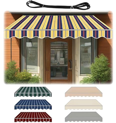 Toldo retráctil amarillo resistente al agua para patio, 100 % 280 g, cubierta para cubiertas, puertas, mercados, solución de parasol de 9.8 x 6.5 pies