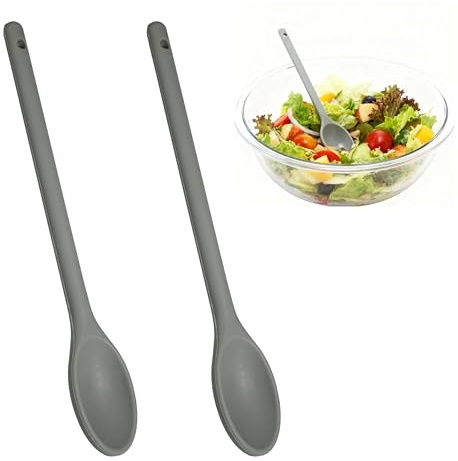 leruiyezs 2 st silikonskedar, 30,5 x 5 cm, värmebeständig, non-stick, långt handtag, salladssked för kök, matlagning, bakning, omrörning, sköljsäker, koksked silikon, koksked av platinasilikon