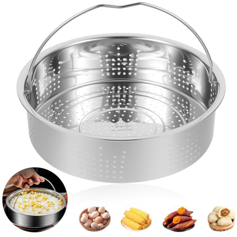Stainless Steel Steamer Basket, 20 cm 304 Stainless Steamer Insert with Handle Steamers Basket Portable Steaming Rack for Home Kitchen Pressure Cooker Cooking