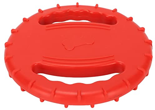 BSTCAR Disque Volant pour Chien, Jouet Couinant, 2 Côtés, Design Creux, Animal de Compagnie, Interactif en Plein Air, en Caoutchouc Souple, pour Mâcher, Jouer, Entraînement (Rouge)