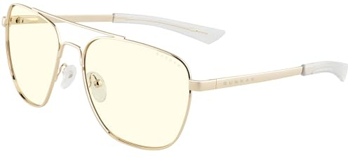 Gunnar Gaming- und Computerbrillen - MUSTANG - Rahmenfarbe: GOLD, Linsentönung: Amber (Blockiert 65% des blauen Lichts & 100% UV-Licht) - Blaulichtblockierende Brillen