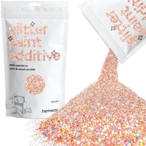 Rose Gold Holographic Glitter Paint Additive Chunky 100g for Adding Sparkle to Paints & Varnish | Paint Walls Sparkly Add to Emulsion, Acrylic or Lacquer Indoor | Hemway