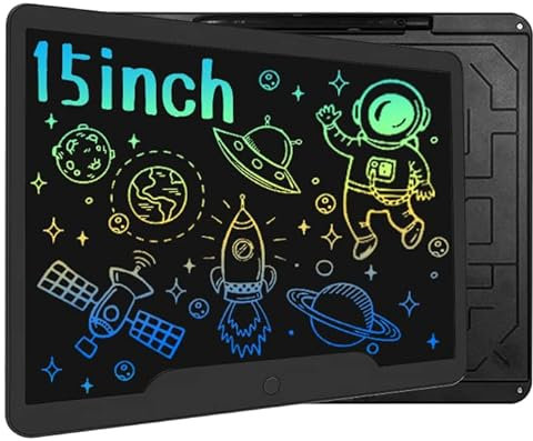 Richgv Tableta de Escritura LCD 15 Pulgadas, Pizarra Digital Talla Grande, Pizarra Electrónica para Dibujar, Tableta gráfica Adecuada para la Escuela, la Oficina, el hogar (Negro)