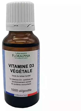 Laboratoire Floralpina - Vitamine D3 Végétale Liquide 20 ml | 1000UI par Goutte | Origine Végétale : Lichen Boréal