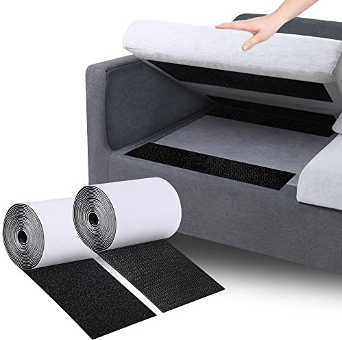 Coussin antidérapant, bande auto-agrippante roulée avec adhésif pour réduire efficacement les coussins de canapé qui glissent (10 cm x 3 m, noir)