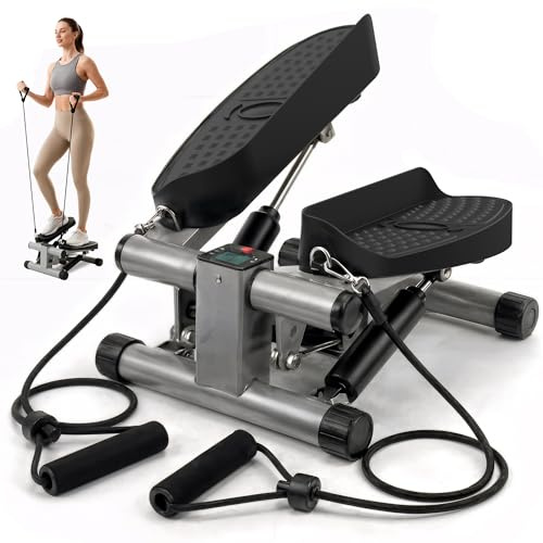 Niceday Mini Stepper Exercise Machine, Steppers with Resistance Bands, Step Machine Exerciser for Home, Up-Down Stepper with LCD Monitor, Space Saving, Non-Slip Pedal, Legs Arms and Full Body Training