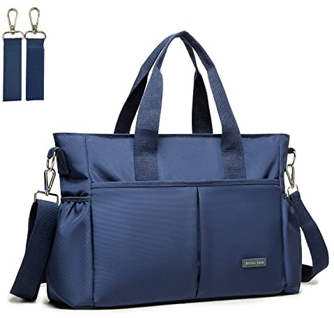 ROYALFAIR bolsa para pañales, bolso cambiador, bolsa de viaje multifuncional para bebé con bolsa isotérmica y clip para cochecito.（Azul marino）