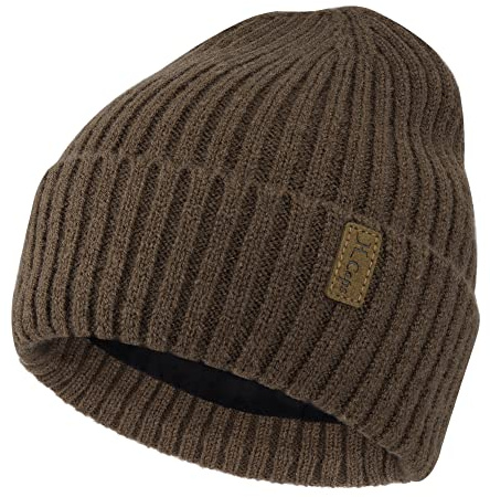 Hombres Invierno Termicos Gorro Beanie de Punto Slouchy Gorras con Forro Polar para Mujer Hombre Clima Frio, Marrón, Talla única