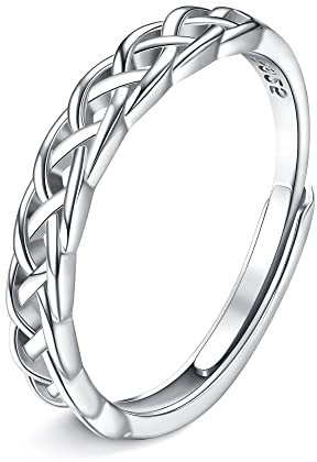 JeweBella 925 Sterling Silber Ringe Frauen Verstellbare Ring Damen Silber 925 Ewigkeit Keltischer Knoten Verlobungsring Damen Eheringe Trauringe Fingerring Engagement Promise Ring Schmuck