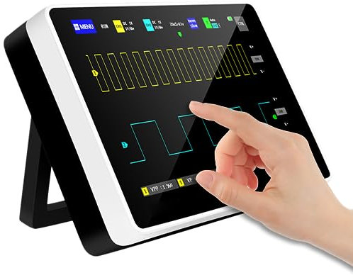 SURLABA Digitales Tablet Oszilloskop, 7 Touchscreen Oscilloscope 100Mhz Bandbreite mit 2 Kanäle, 1GSa/s Abtastrate, 240kbit Speichertiefe, Triggermodus Auto/Nomal/Einzel für DIY, Heimgebrauch