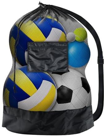 BROTOU Sports Mesh Bags - 1/2/4/6PCS Heavy Duty Drawstring Bags for Sports Equipment, Beach, Travel, Gym, Swimming, Camping Gear with Shoulder Strap