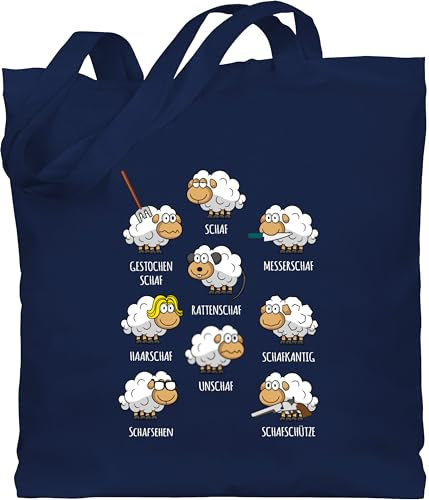 Baumwolltasche - Taschen - Schafe Schäfchen Schäfer Schaf Sheep Schafbauer Lustig Witzig - Unisize - Navy Blau - einkaufstasche mit tieren tasche schafen unschaf stoffbeutel stoffbeutel-taschen
