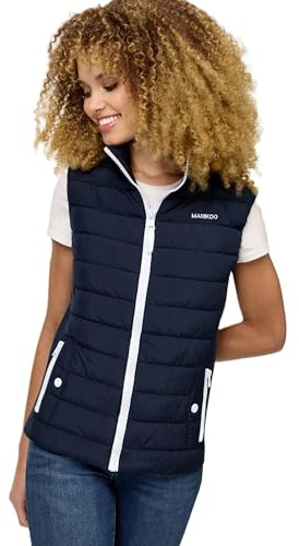 MARIKOO Gilet trapuntato da donna transizione trapuntato leggero B995, blu navy, XS