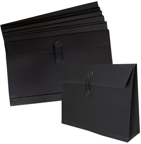 10 Pièces Pochette Document en Papier Kraft Sac Enveloppe de Fichiers avec Boucle Porte-documents Epais Portable Chemises Stockage File Folder Porte Document Organisateur pour Bureau Maison Scolaire