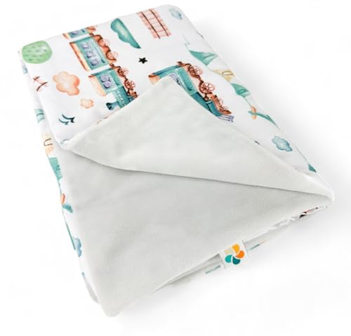 PLUMERI Babydecke Minky 50x75 cm, Lokomotive, für Autositz & Kinderwagen