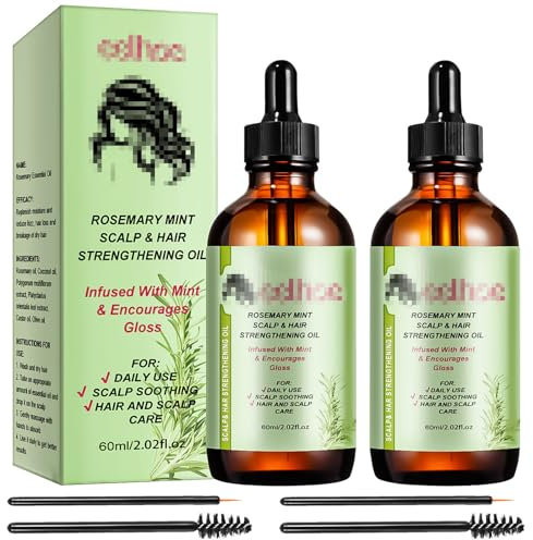 2 Pezzi Olio di Rosmarino per Capelli,Olio Rosmarino Capelli Crescita,Oli Essenziale di Rosmarin Naturale per Capell e Cuoio Capelluto per la Cura