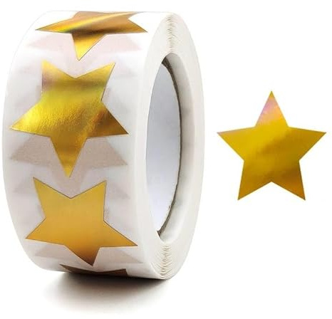 PLAYZOCO Adesivi per bambini con stelle dorate, 500 adesivi da 2,5 cm, Materiale carta, Design a stelle, Ideali per decorazioni e progetti scolastici
