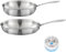 CUISINOX - Gourmet - Poêle inox 28 cm, Sauteuse inox 24 cm, Pierre d'argent - Poignée fixe - Triply - Compatible tous feux - Acier inox 18/10 - Sans PFAS, PTFE, PFOA - Made in France