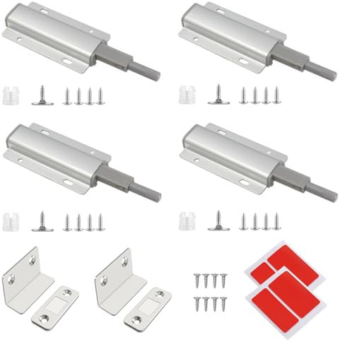 4 Pièces Push to Open Aimant Porte Placard, Amortisseur Porte Placard, Loquets Magnétique, pour La Porte de L'armoire,Tiroir,Meuble et Placard